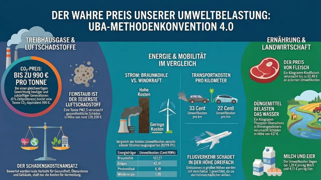 CO2-Preis: bis zu 990 € pro Tonne. Feinstaub ist der teuerste Luftschadstoff. Eine Tonne CO2-Äquivalent kostet 990 €.