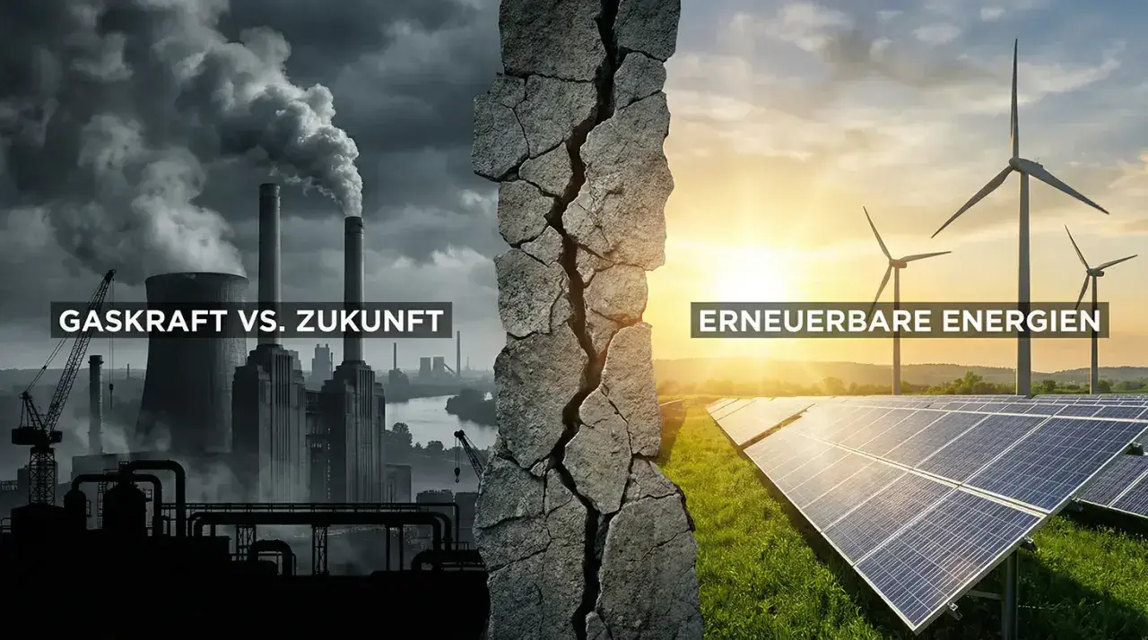 Kontrast zwischen fossiler Energie und erneuerbaren Energien, symbolisch für die deutsche Energiepolitik.