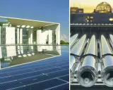 Moderne Architektur mit Solaranlagen und Solarthermie-Kollektoren, die die Arbeit des Bundesverband Solarwirtschaft symbolisieren.