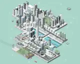 Vernetzte Gebäude, Drohnen und autonome Fahrzeuge illustrieren, was sind smart cities: eine Stadt der Zukunft.