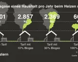 Treibhausgase beim Heizen: 3.101 kg bei Erdgas, 661 kg bei 100% Biogas. Biogas ist umweltfreundlich und reduziert Emissionen erheblich.
