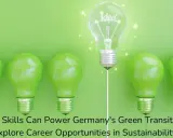 Grüne Glühbirnen und eine leuchtende Idee symbolisieren neue green energy jobs in Deutschland.