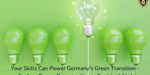 Grüne Glühbirnen und eine leuchtende Idee symbolisieren neue green energy jobs in Deutschland.