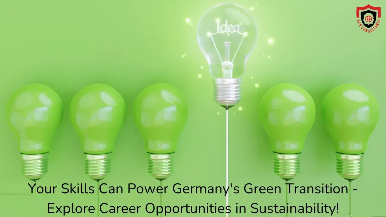 Grüne Glühbirnen und eine leuchtende Idee symbolisieren neue green energy jobs in Deutschland.