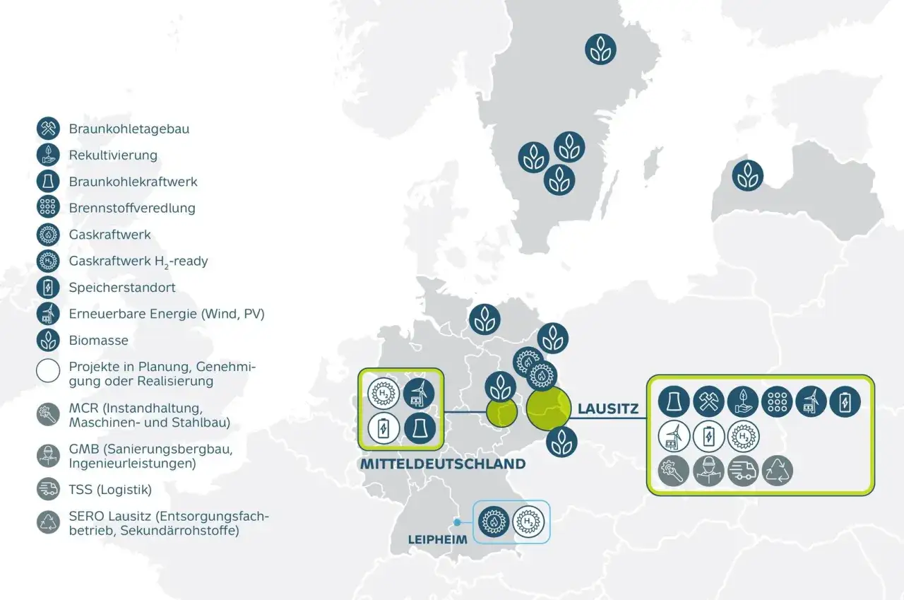Karte zeigt Standorte von Gaskraftwerken und anderen Energieprojekten in Deutschland.
